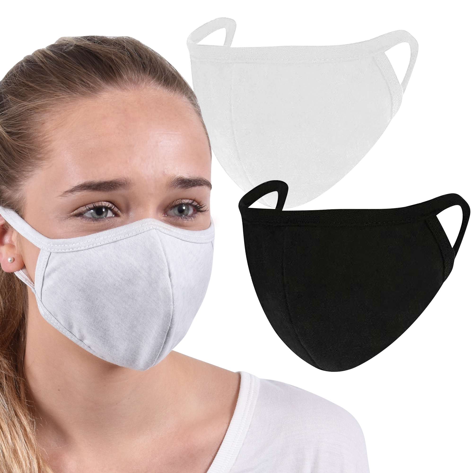 Product Photo 1 Reusable Washable Double Layer Cotton Poly Face Mask, 3 PACK - IN STOCK