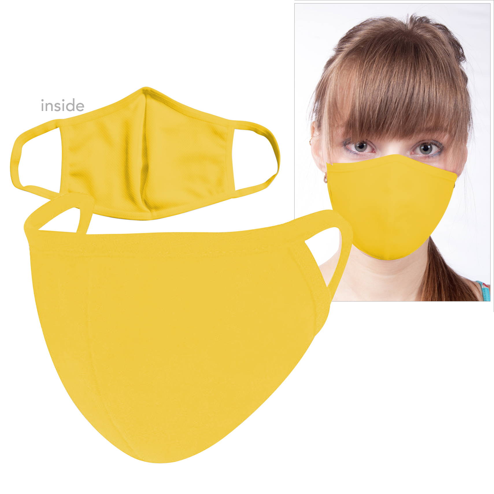 Product Photo 1 Reusable Washable Double Layer Cotton Poly Face Mask, Gold - IN STOCK