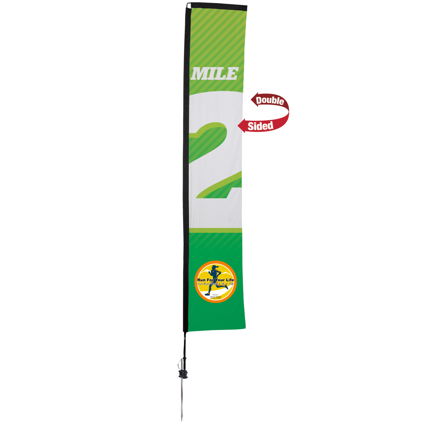 Product Photo 1 Premium Rectangle Double Sided Sail Sign with Ground Spike, 14-1/2'