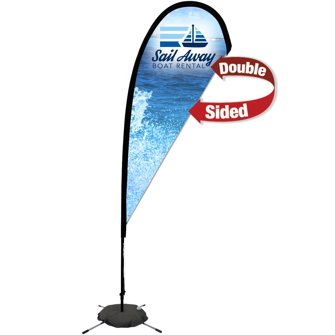 Product Photo 1 Premium Double Sided Teardrop Sail Sign with Scissor Base, 8'