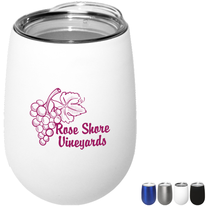 Product Photo 1 Soft Touch Halcyon® Stainless Steel Wine Glass w/ Acrylic Lid, 12oz.