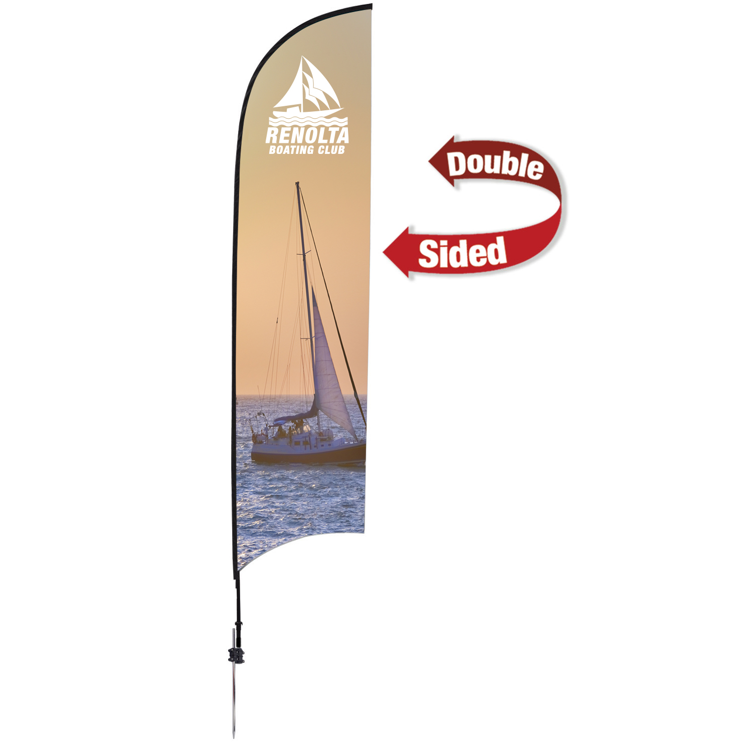 Product Photo 1 Premium Double Sided Razor Sail Sign with Ground Spike, 13'
