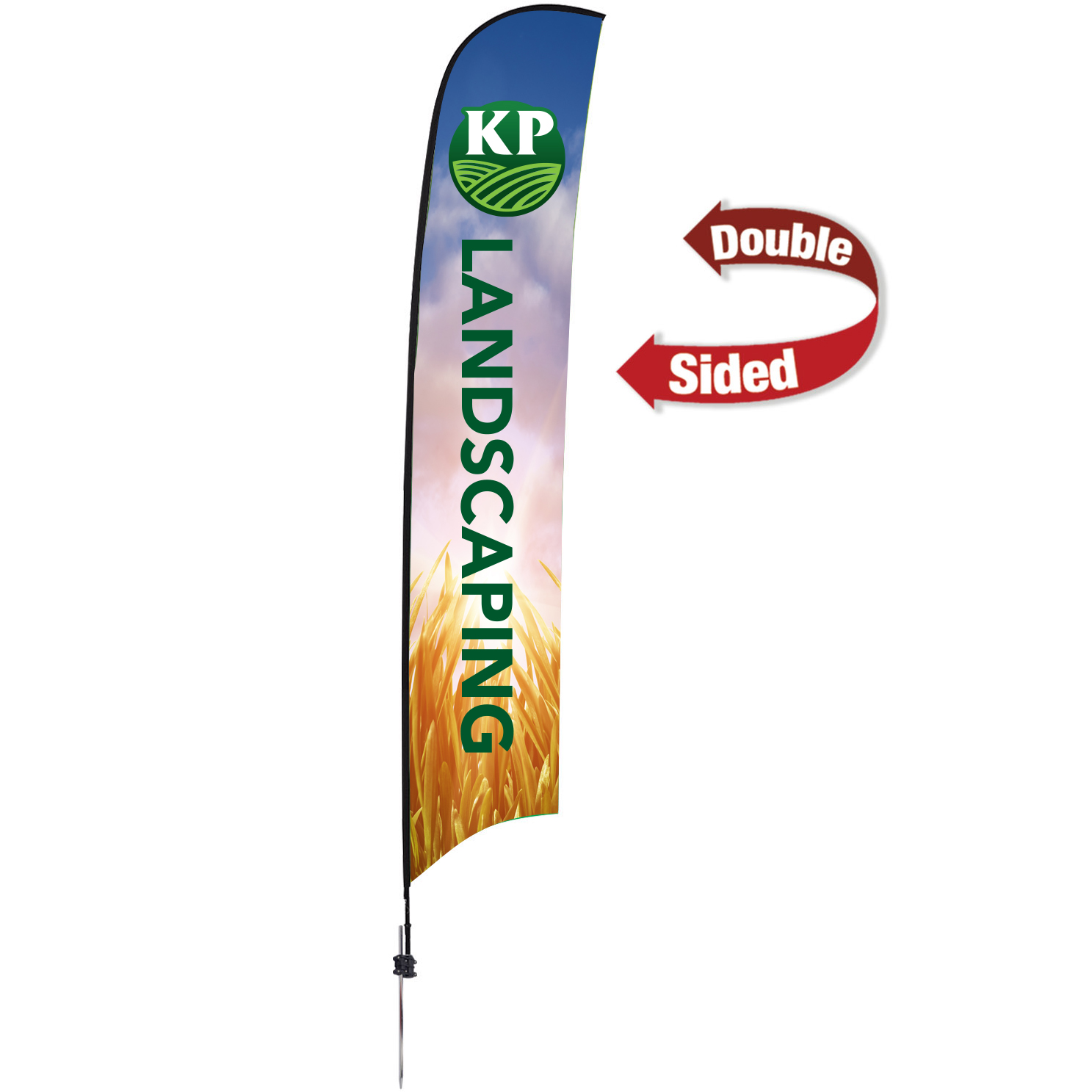 Product Photo 1 Premium Double Sided Razor Sail Sign with Ground Spike, 17'