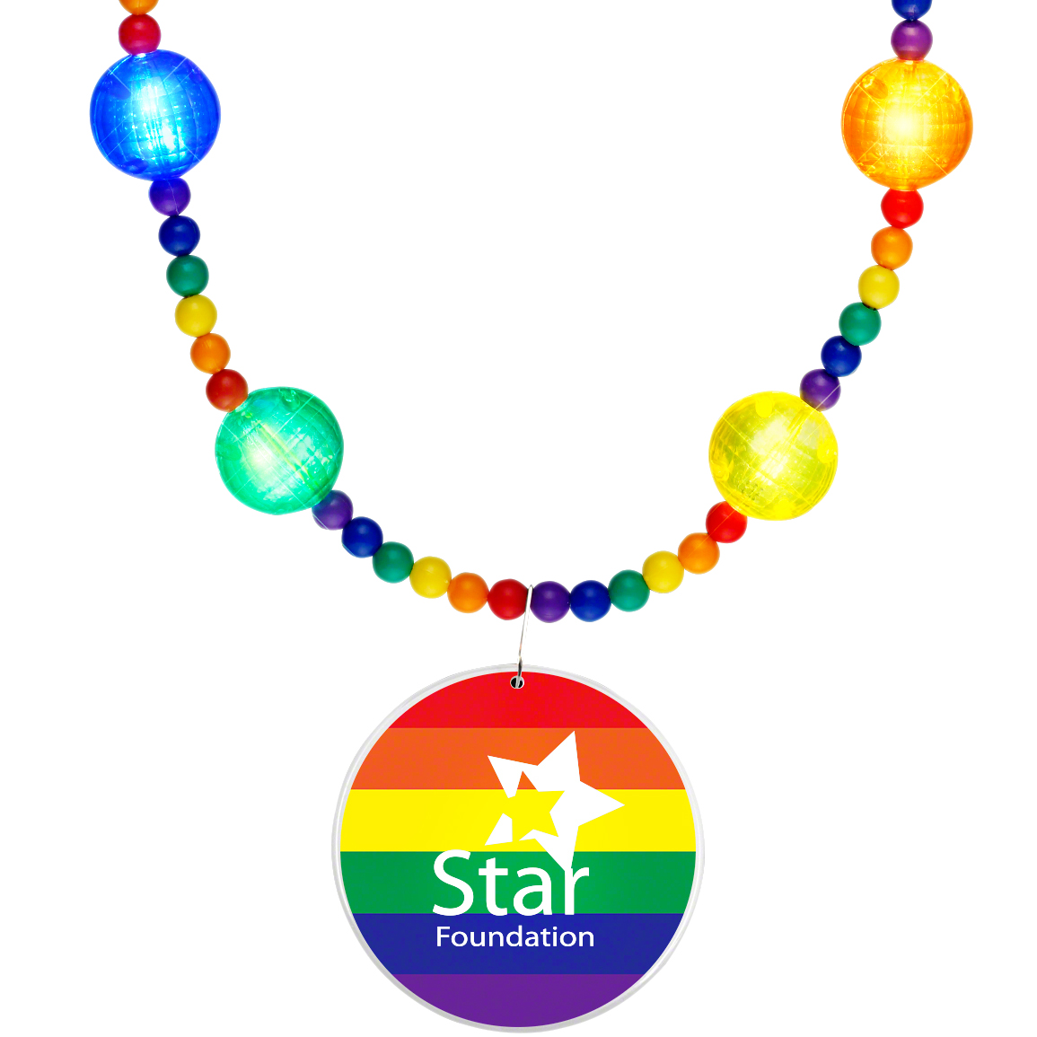 Product Photo 1 Light Up LED Party Beads w/ Rainbow Flag Medallion