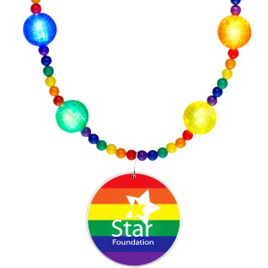 Light Up LED Party Beads w/ Rainbow Flag Medallion - AH1410