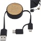 Bamboo Retractable 3-in-1 Charging Cable