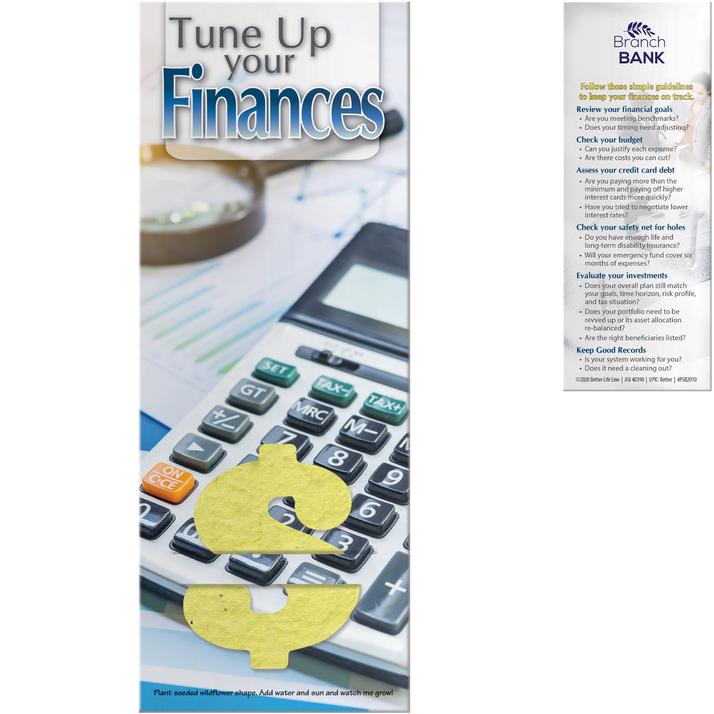 Product Photo 1 Tune Up Your Finances Plant-A-Shape Bookmark