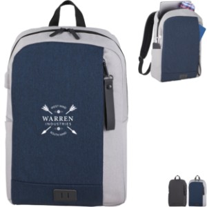 NBN Whitby Slim 15" PolyCanvas Computer Backpack w/ USB Port - LD6528