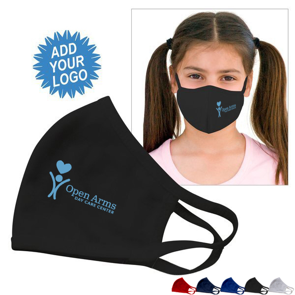 Product Photo 1 Youth Reusable Double Layer Cotton Poly Face Mask, w/ Screen Print
