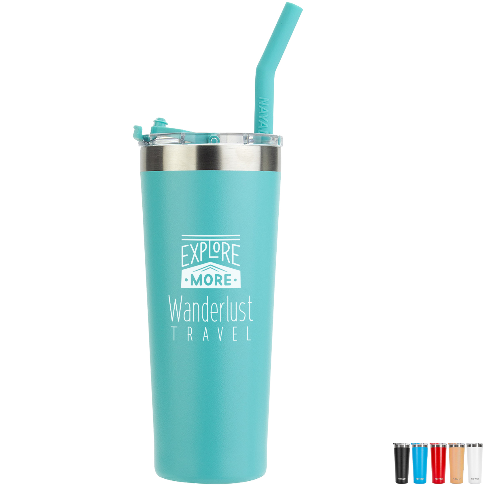 Product Photo 1 NAYAD® Trouper Stainless Steel Double Wall Tumbler w/ Straw, 22oz.