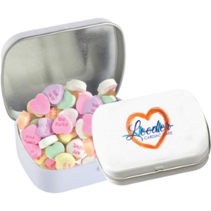 Imprinted Conversation Hearts in Domed Tin - CI2235