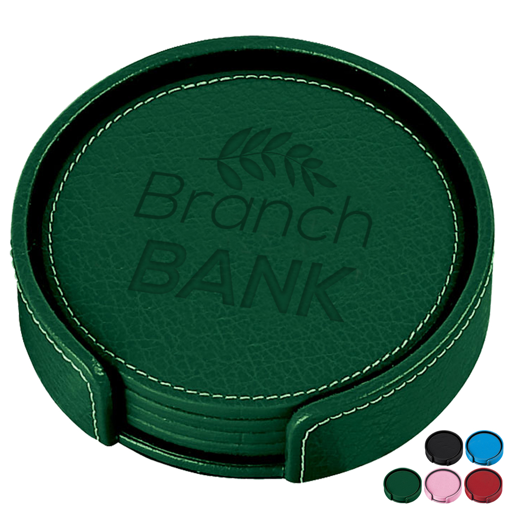 Product Photo 1 Leather 4-Piece Coaster Set