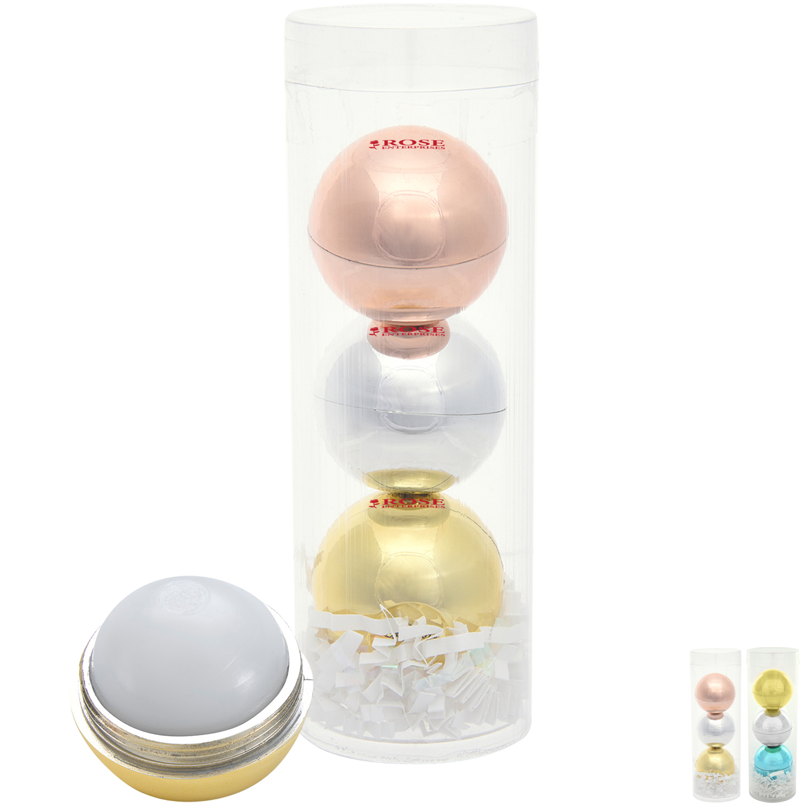 Product Photo 1 Metallic Lip Moisturizer Ball Tube Gift Set, 3 Pack