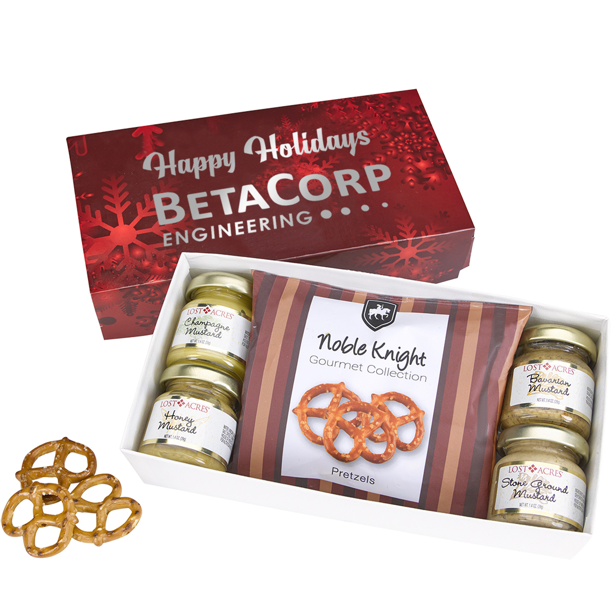 Product Photo 1 Gourmet Mustard Set With Pretzels Gift Box