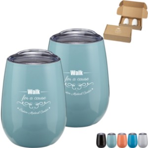 Stainless Steel Stemless Wine Glasses Gift Box Set, 10 oz. - EV2710