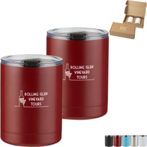 Stainless Steel Low Ball Glasses Gift Box Set, 10 oz. - EV2709