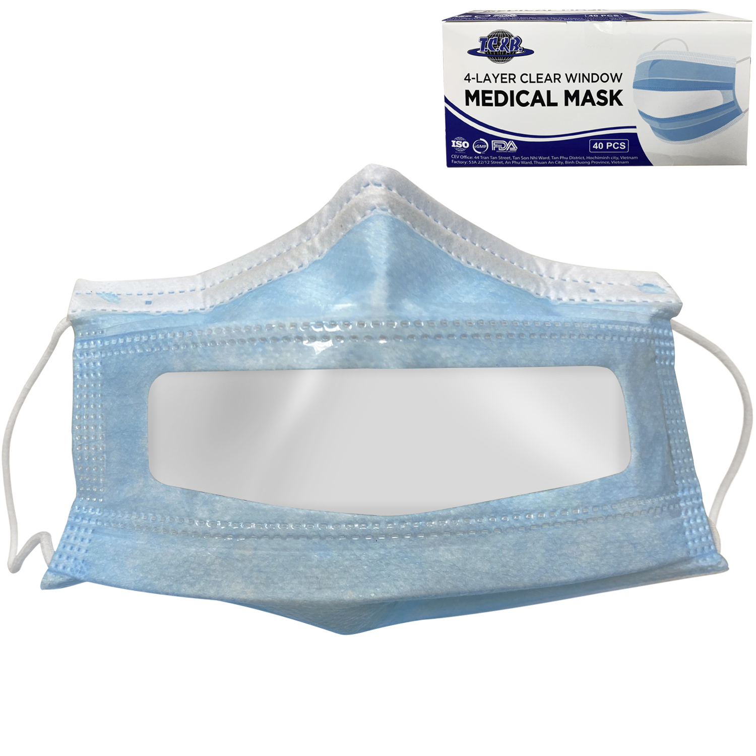 Product Photo 1 Disposable 4-Layer Protective Face Mask with Clear Window, pack of 10
