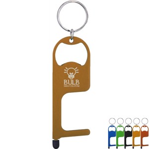 No-Touch Stainless Steel Door Opener Multi-Tool Key Chain - NU1370