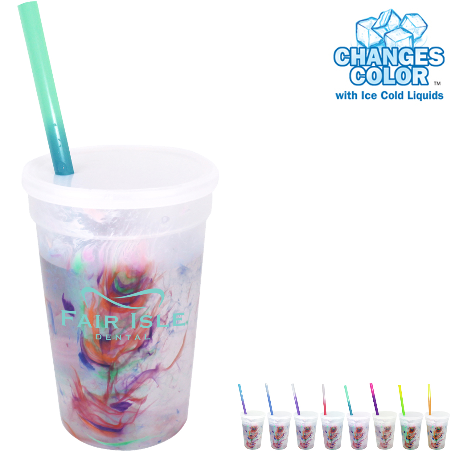 Product Photo 1 Rainbow Confetti Mood Stadium Cup, Straw & Lid Set, 17oz.