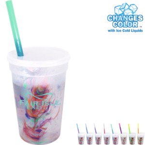 Rainbow Confetti Mood Stadium Cup, Straw & Lid Set, 17oz. - AK8202