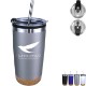 Halcyon® Cork Bottom Tumbler w/ Stainless Straw & Flip Top Lid, 20oz.