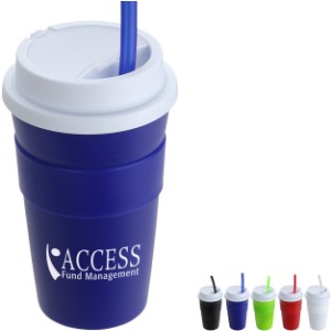Bistro Coffee Cup Tumbler w/ Silicone Sleeve & Straw, 14oz. - AR9425