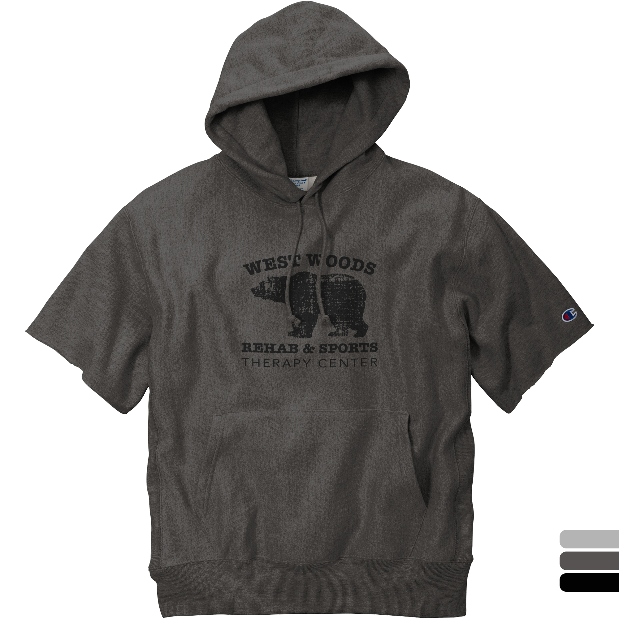 Product Photo 1 Champion® Reverse Weave® Cotton/Poly Fleece Men's Short Sleeve Hooded Sweatshirt