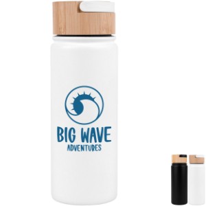 Vacuum Sealed Stainless Steel Water Bottle w/ Bamboo Lid, 20oz. - HH3700