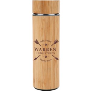 Bamboo & Stainless Steel Copper Lined Vacuum Insulated Water Bottle, 16oz. - HH3705