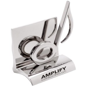 Chrome Business Card Holder, Music Note - MY2268