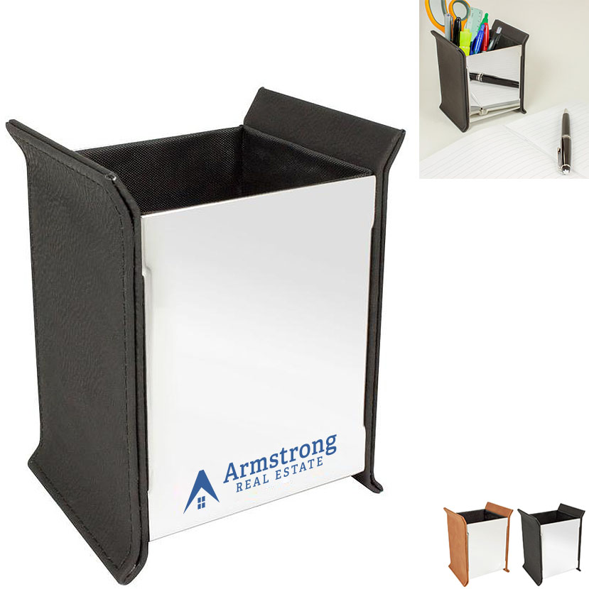 Product Photo 1 Executive Leatherette Mirrored Pen Holder