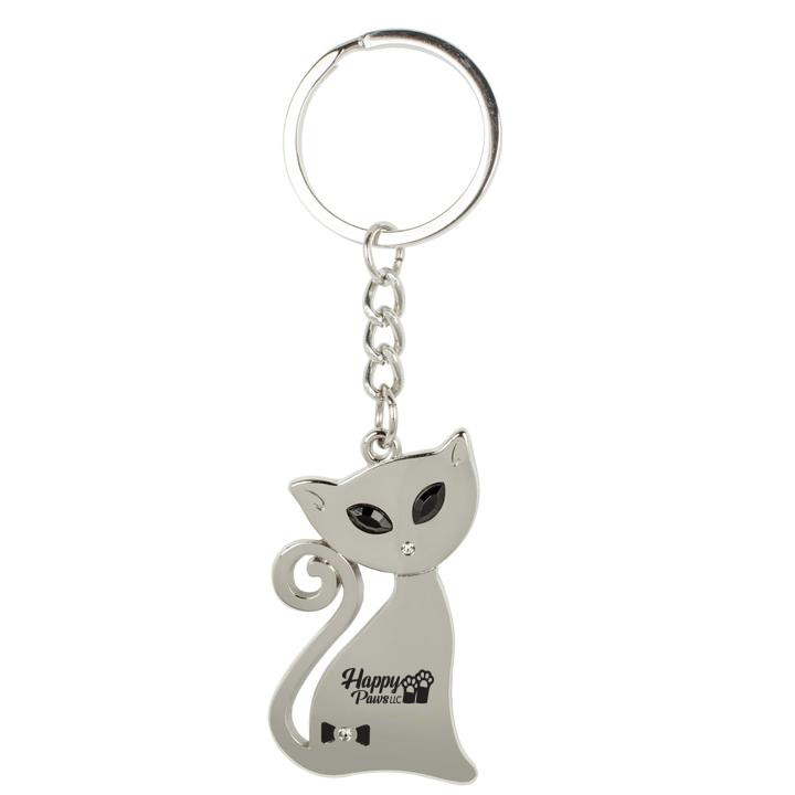 Product Photo 1 Metal Cat Key Chain w/ Crystal Eyes