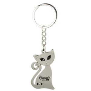 Metal Cat Key Chain w/ Crystal Eyes - MY2271