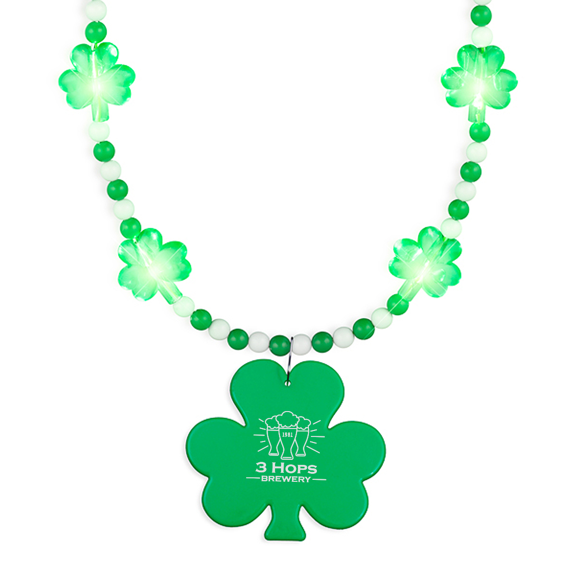 Product Photo 1 Light Up LED Party Beads w/ Shamrock Medallion