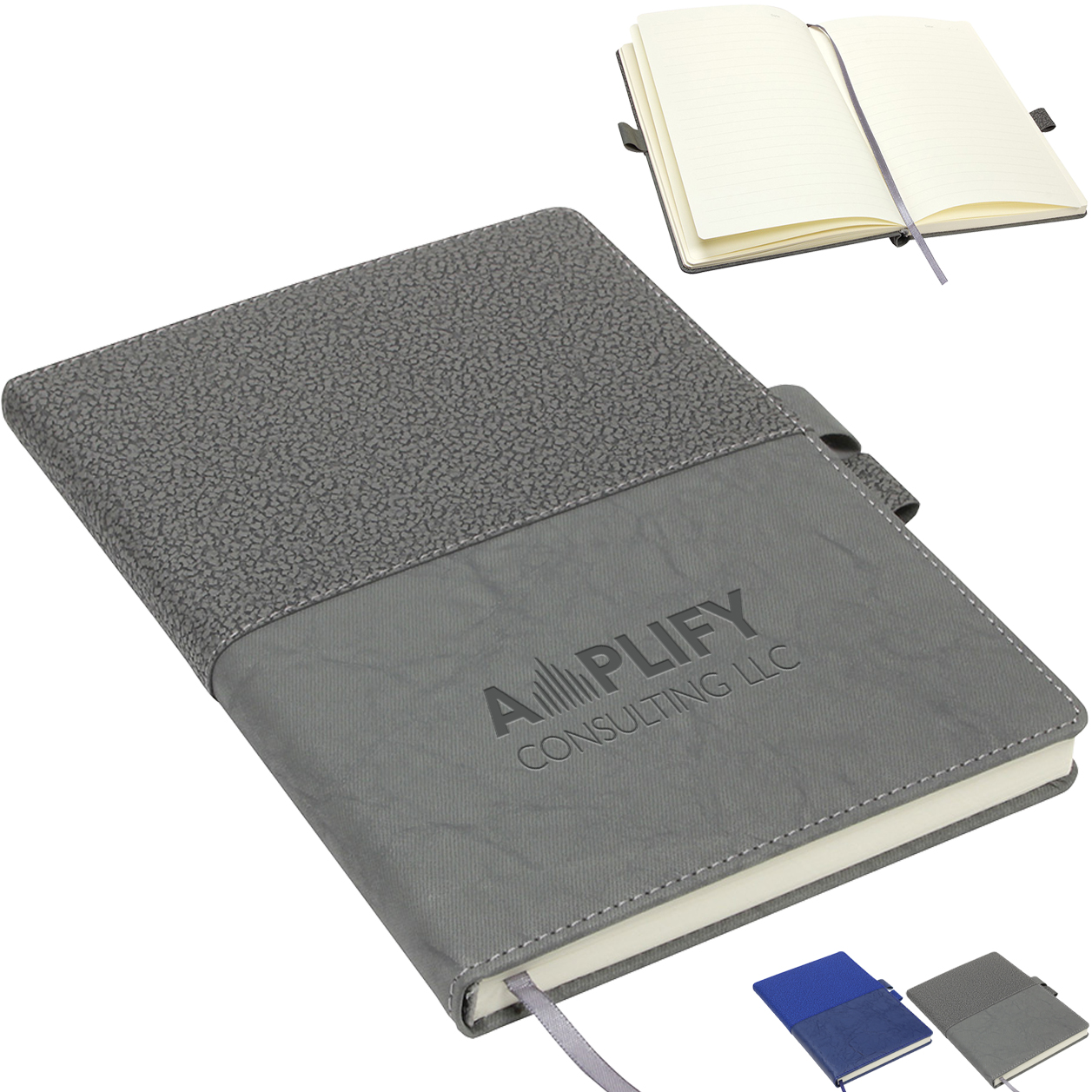 Product Photo 1 Quarry Textured Hard Cover Journal w/ Interlocking Pen Closure, 8-3/8" x 5-3/4"