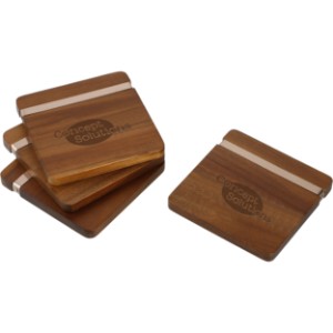 Graze Acacia Wood 4-Piece Coaster Set - LD2026