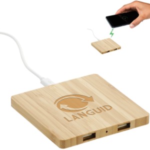 Bamboo Wireless Charging Pad w/ Dual Outputs - LD2078