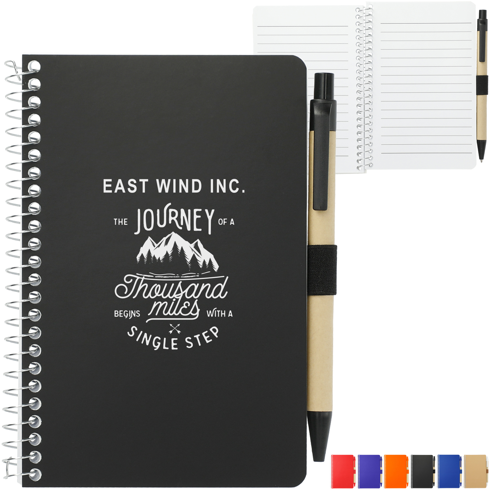Product Photo 1 FSC Mix Pocket Spiral Notebook w/ Pen, 4" x 6"
