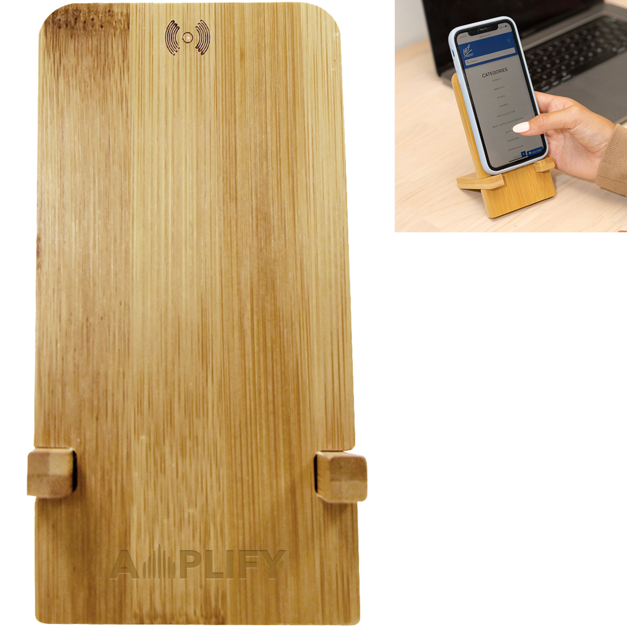 Product Photo 1 Bamboo Wireless Charger Phone Stand
