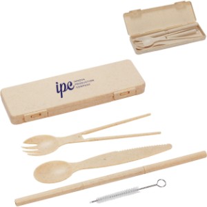 Portable 6-in-1 Wheatstraw Tableware Set - AR9877