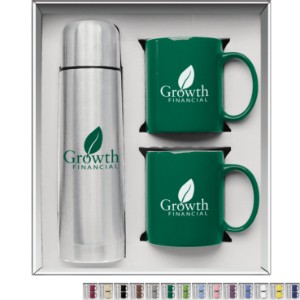 Vacuum Insulated Bottle & Ceramic Mugs Gift Set - GA1008
