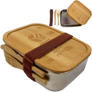 Sophisticate Stainless & Bamboo Bento Box - HT9389