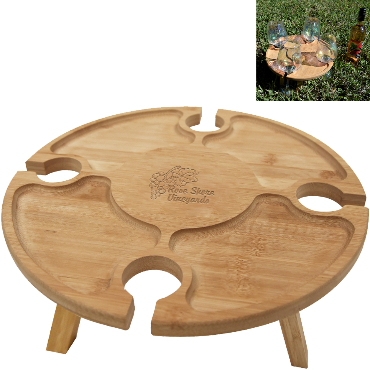 Product Photo 1 Bamboo Portable Wine & Cheese Table