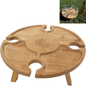 Bamboo Portable Wine & Cheese Table - HT9437