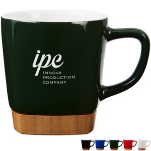 Ceramic Mug w/ Removable Bamboo Coaster, 11oz. - EV2759