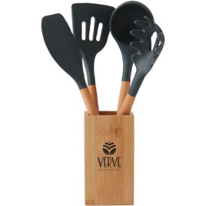 Five-Piece Bamboo & Silicone Utensil Set - EV2749