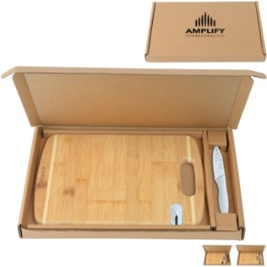 Bamboo Sharpen-It™ Cutting Board w/ Knife Gift Box Set - EV2748