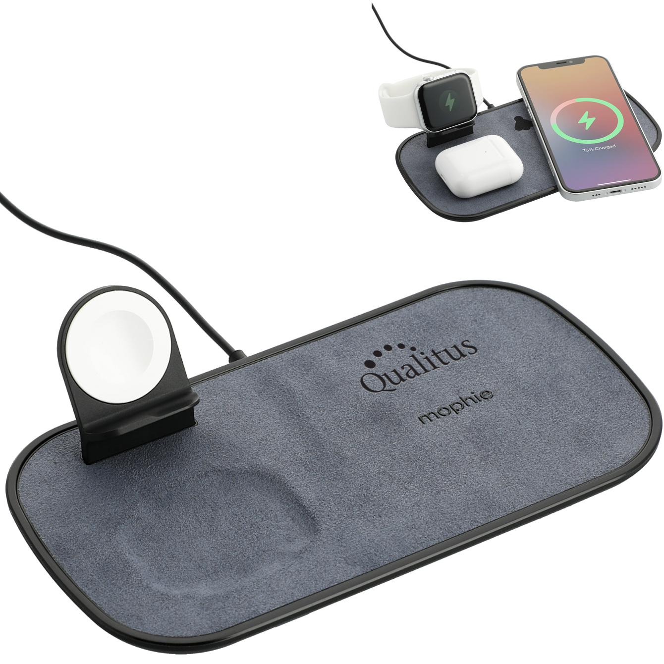 Product Photo 1 mophie® 3-in-1 Fabric Wireless Charging Pad