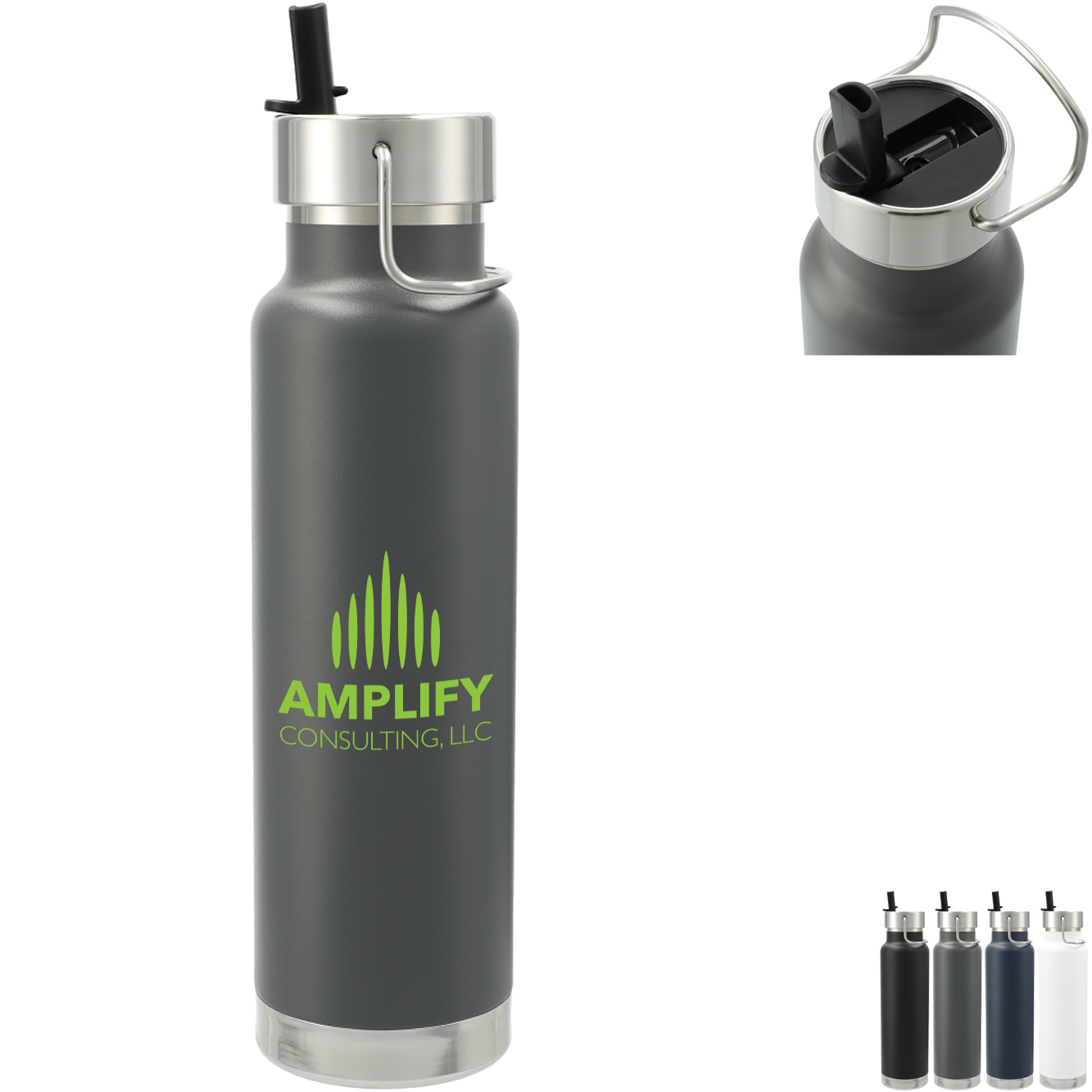 Product Photo 1 Thor Copper Vacuum Insulated Bottle w/ Flip Top Straw Lid, 25oz.