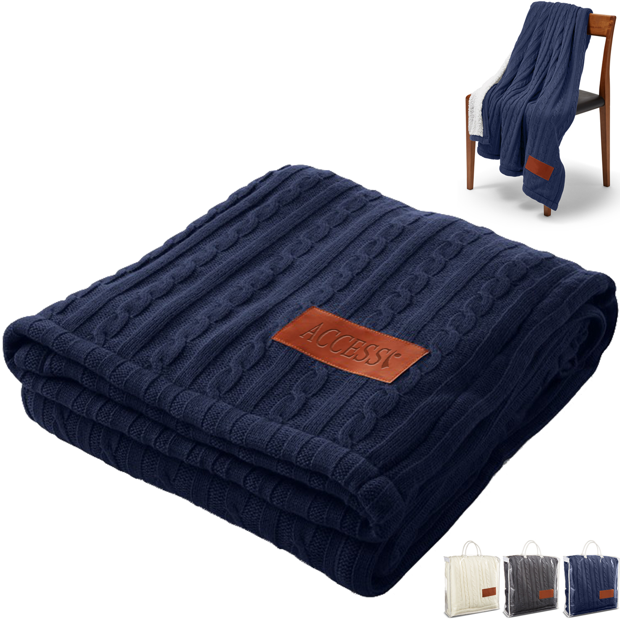 Product Photo 1 Leeman Cable Knit Sherpa Throw